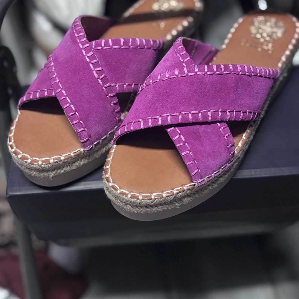 Vince Camuto Purple Espadrille Shoes with Criss-Cross Straps